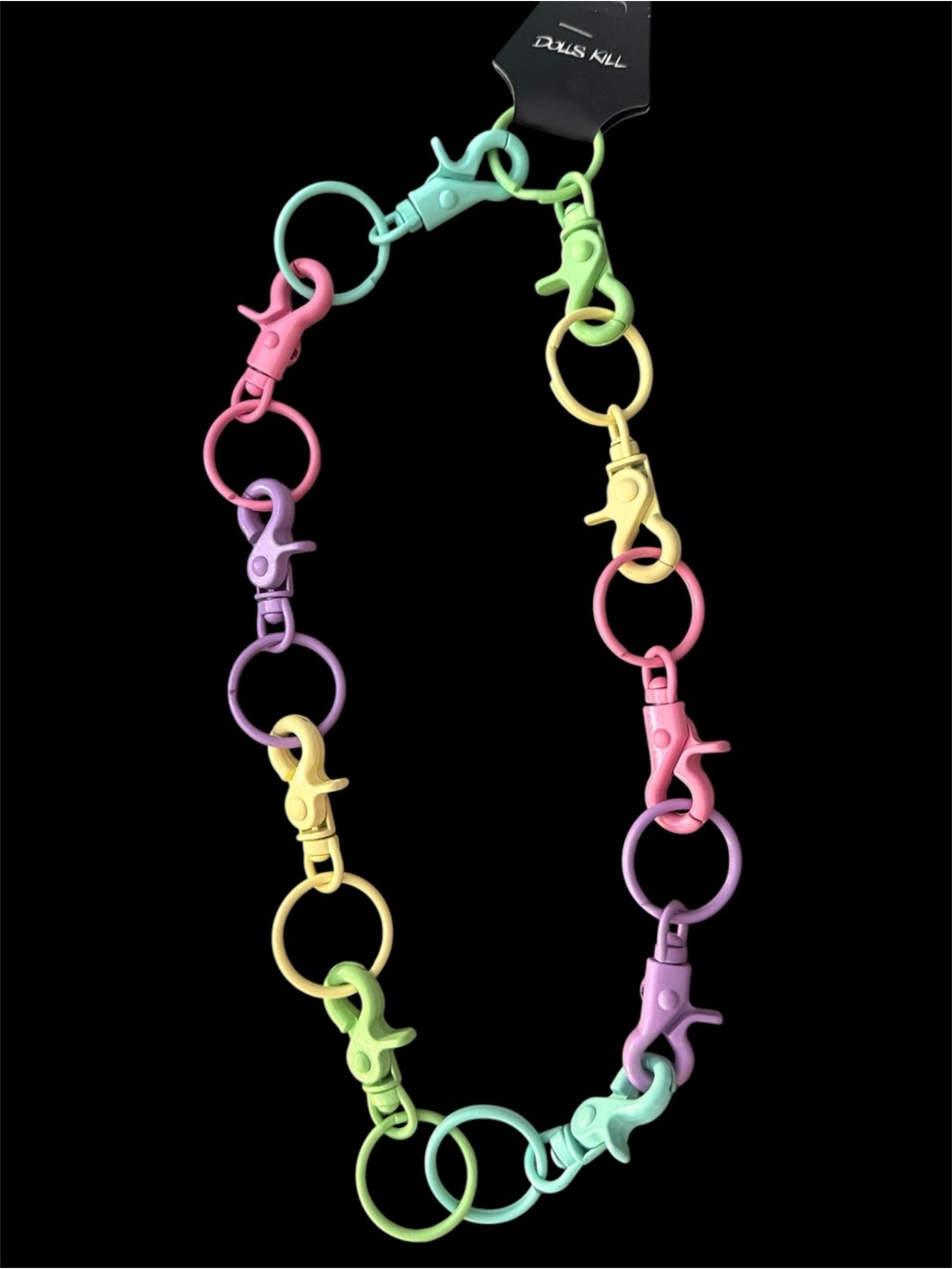 Pastel Multi-Clip Link Necklace - Rainbow Colors dollskill nwt